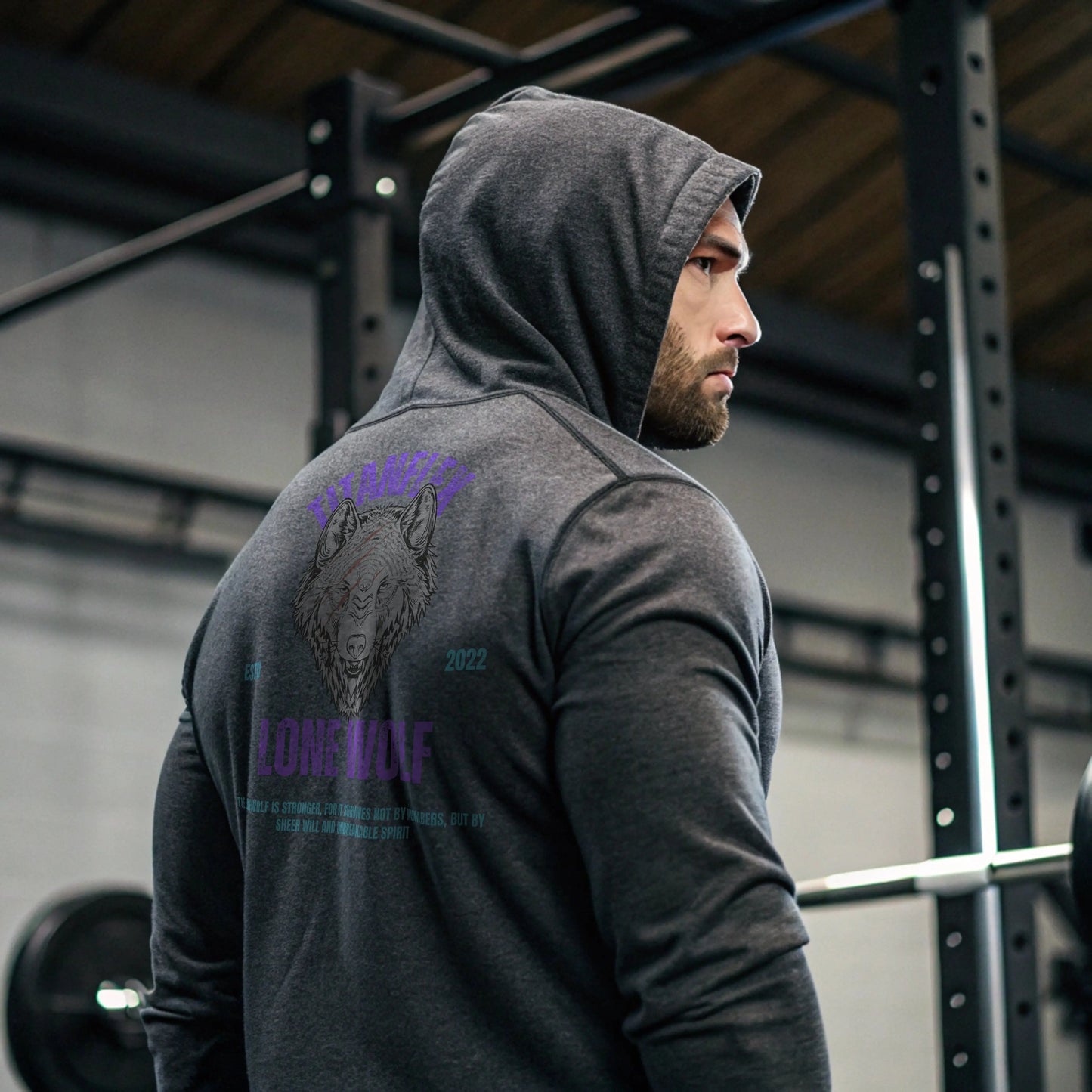 Printify Hoodie Unisex Hooded Sweatshirt - Lone Wolf Design, Perfect for Fitness and Outdoor Enthusiasts Unisex Hooded Sweatshirt - Lone Wolf Design, Perfect for Fitness and Outdoor Enthusiasts