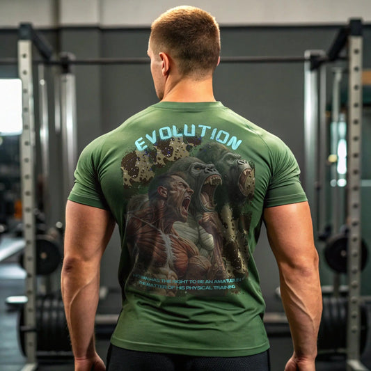 Printify T-Shirt Evolution Graphic Tee - Heavy Cotton Shirt for Workout/bodybuilding Titanflex Evolution Graphic Tee - Mens bodybuilding T Shirt 