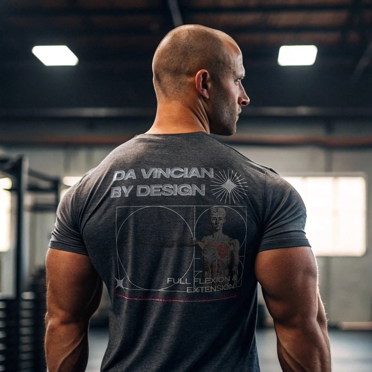 Printify T-Shirt Men's Gym T-Shirt – Vitruvian Man gym Tee Men's Gym T-Shirt – Vitruvian Man gym Tee
