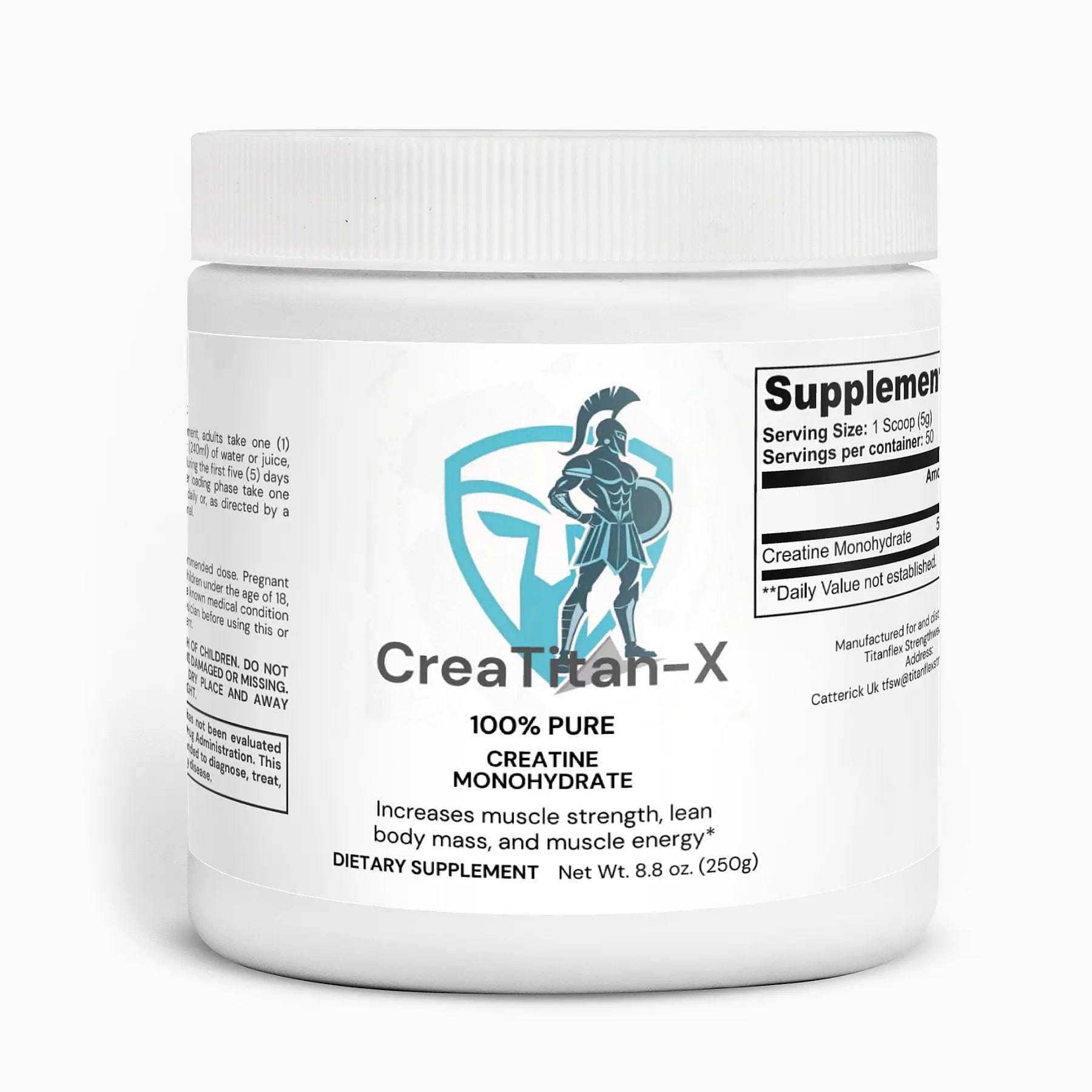 Pharmaceutical-grade creatine monohydrate powder for strength, size & recovery. Third-party tested, stomach-friendly, and mixable. Creatine Monohydrate Creatine Monohydrate - TitanFlex Strength Wear